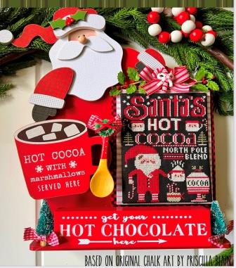 Stitching With The Housewives - Hot Cocoa-Stitching With The Housewives - Hot Cocoa, Santa Claus, hot chocolate, mugs, peppermint, cross stitch, Christmas