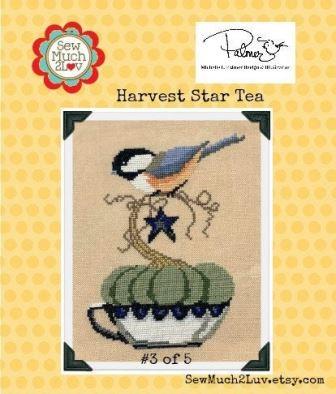 SewMuch2Luv - Harvest Star Tea-SewMuch2Luv - Harvest Star Tea, tea cup, bird, pumpkin, cross stitch