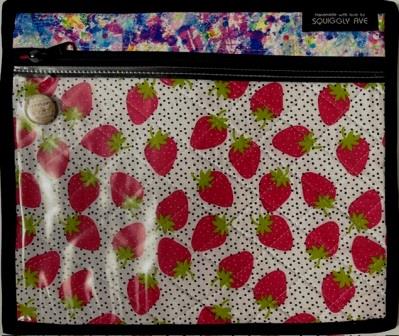 Squiggly Ave - Strawberry Rainbow Project Bag-Squiggly Ave - Strawberry Rainbow Project Bag, needle minder, cross stitch,  