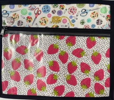 Squiggly Ave - Strawberry Notions Project Bag-Strawberry Notions Project Bag , cross stitch, bag, notions, carry,  