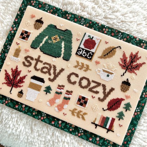 Sweet Wing Studio - Stay Cozy-Sweet Wing Studio - Stay Cozy, fall, sweater weater, leaves, coffee, warm socks, mugs, hot cocoa, books, acorns, cross stitch, motifs, 