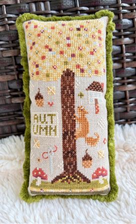 Sweet Wing Studio - Tapestry Tree - Autumn-Sweet Wing Studio - Tapestry Tree - Autumn, fall, critters, trees, squirrel, cabin, forest, cross stitch, 2026 Needlework Marketplace Release