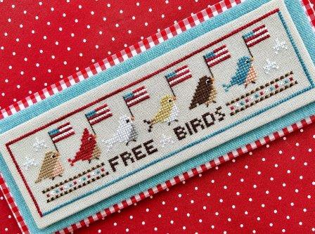 Sweet Wing Studio - Free Birds-Sweet Wing Studio - Free Birds,freedom, patriotic, liberty, birds, American flag, USA, 4th of July, cross stitch