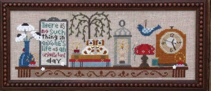 Bent Creek - Home Mantle Kit #2 - Under the Willow-Bent Creek - Home Mantle Kit 2 - Under the Willow, willow trees, puppies, clock, cross stitch 