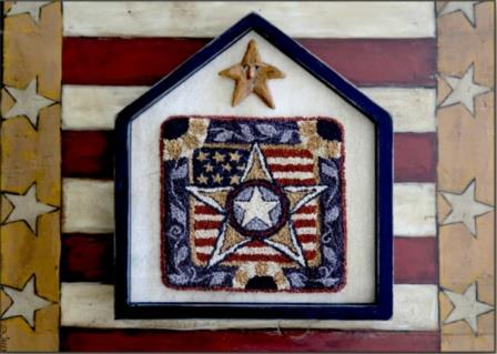 Teresa Kogut Punchneedle - My Country, My Home-Teresa Kogut Punchneedle - My Country, My Home, America, star, quilt star, 