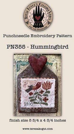 Teresa Kogut - Hummingbird - Punchneedle Pattern-Teresa Kogut - Hummingbird - Punchneedle Pattern, flowers, birds, nectar, primitive, 