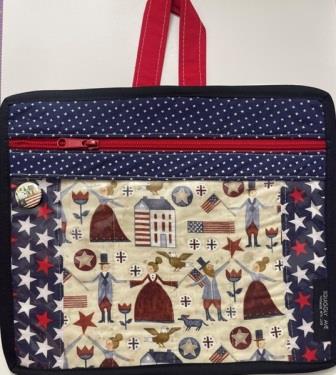 Squiggly Ave - Teresa Kogut Bright Stars - Project Bag-Squiggly Ave - Teresa Kogut Bright Stars - Project Bag, Americana, USA, patriotic, houses, 250 anniversary, cross stitch
