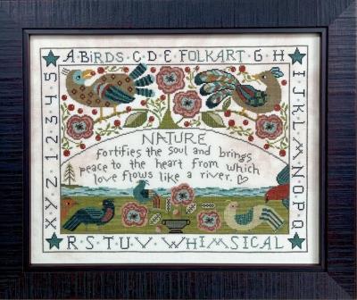 Teresa Kogut - Nature-Teresa Kogut - Nature, sampler, birds, folk art, trees, flowers, water, stream, cross stitch 