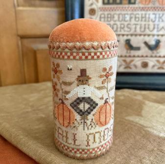 Teresa Kogut - Scarecrow Lane Drum-Teresa Kogut - Scarecrow Lane Drum, pumpkins, scarecrows, fall, crow, cross stitch