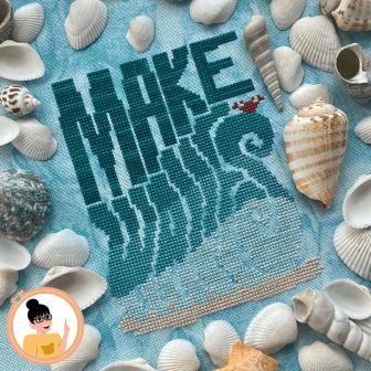 Topknot Stitcher - Make Waves-Topknot Stitcher - Make Waves, ocean, beach, seashells, Expo, cross stitch