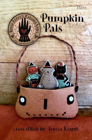 Teresa Kogut - Pumpkin Pals-Teresa Kogut - Pumpkin Pals, Halloween, bear, cat, pumpkin, candy, animals, cross stitch
