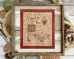 Teresa Kogut - New Beginnings-Teresa Kogut - New Beginnings, house, rabbit, flowers, cross stitch, sampler