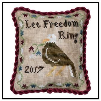 Threads of Memory - Let Freedom Ring-Threads of Memory - Let Freedom Ring, eagle, flowers, 250 years, freedom, cross stitch