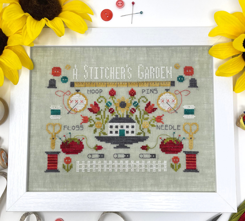 Tiny Modernist - A Stitcher's Garden-Tiny Modernist - A Stitchers Garden, hoops, tomato, pins, pincushons, scissors, safety pins, floss, cross stitch, Nashville Needlework, 