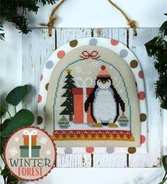 Tiny Modernist - Winter Forest Snowglobe Series Part 1-Tiny Modernist - Winter Forest Snowglobe Series Part 1, penguin, Christmas tree, ornaments, Christmas ornaments, cross stitch