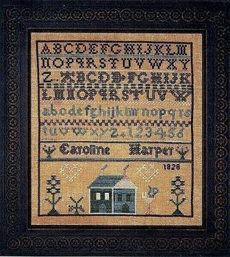 Threads of Memory - Caroline Harper 1828 Sampler-Threads of Memory - Caroline Harper 1828 Sampler, alphabet, house, 1828, sampler, cross stitch 