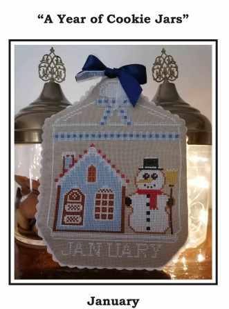 Twin Peak Primitives - A Year of Cookie Jars 01 - January-Twin Peak Primitives - A Year of Cookie Jars 01 - January, monthly, calendar, snowman, house, 