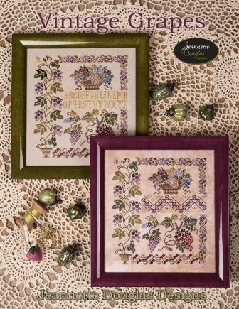 Jeannette Douglas Designs - Vintage Grapes-Jeannette Douglas Designs - Vintage Grapes, flowers, basket, fruit, cross stitch 