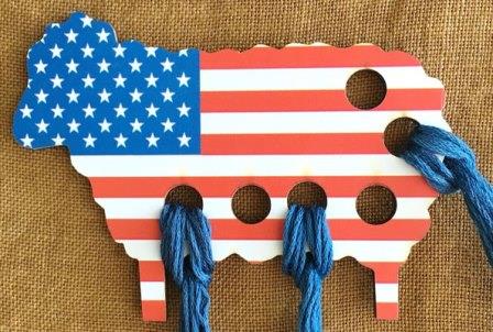 Whimsical Edge Designs - USA Flag Sheep Threadkeep-Whimsical Edge Designs - USA Flag Sheep Threadkeep, USA, America, cross stitch