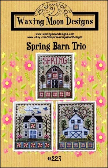 Waxing Moon Designs - Spring Barn Trio-Waxing Moon Designs - Spring Barn Trio, barns, country, flowers, quilt squares, homes, cross stitch