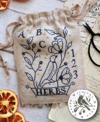 With Thy Needle & Thread - Gardener's Satchel-With Thy Needle  Thread - Gardeners Satchel, scents, drawers, bag, flowers, cross stitch