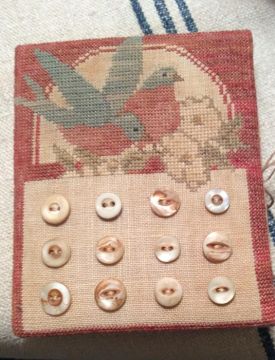 With Thy Needle & Thread - Button Button-With Thy Needle  Thread - Button Button, needlebook, birds, buttons, flowers, cross stitch  