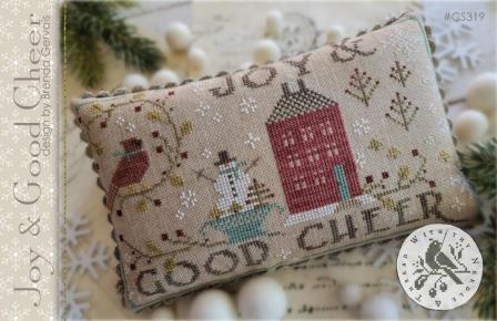 With Thy Needle & Thread - Joy & Good Cheer-With Thy Needle  Thread - Joy  Good Cheer, cardinal, snowman, winter, pillow, cross stitch 