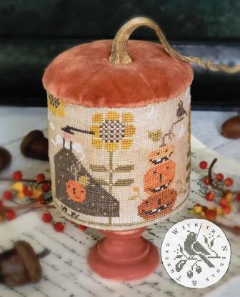 With Thy Needle & Thread - A Witch in the Garden-With Thy Needle  Thread - A Witch in the Garden, fall, Halloween, pumpkin, drum, sunflowers, cross stitch