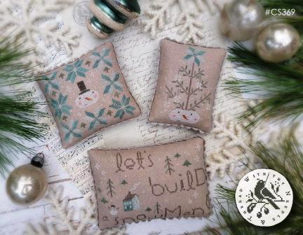 With Thy Needle & Thread - Snowmen in the Forecast-With Thy Needle  Thread - Snowmen in the Forecast, pin cushion, winter, snowflakes, 