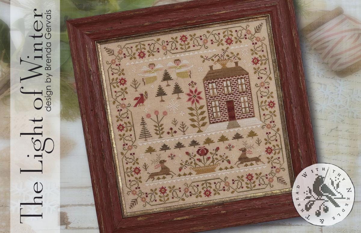 With Thy Needle & Thread - The Light of Winter-With Thy Needle  Thread - The Light of Winter, Christmas, brick home, sampler, deer, flowers, cross stitch