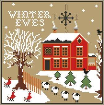 Twin Peak Primitives - Winter Ewes-Twin Peak Primitives - Winter Ewes, sheep, snow, barn winter, cross stitch 