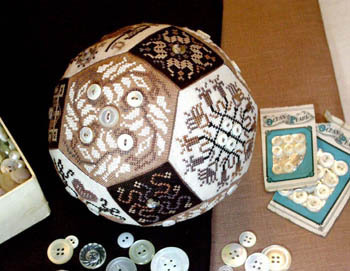 Amaryllis Artworks - The Quaker Button Ball - Cross Stitch Pattern-Amaryllis Artworks, The Quaker Button Ball, buttons, mother of pearl, Cross Stitch Pattern
