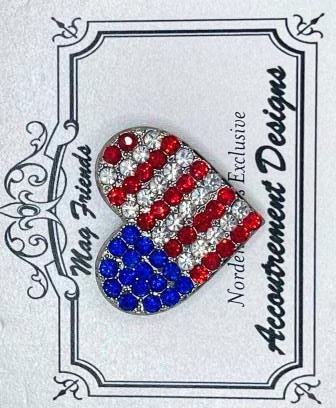 Accoutrement Designs - Patriotic Heart Needle Magnet-Accoutrement Designs - Patriotic Heart Needle Magnet,  scissors, needles, cross stitch needlepoint, 