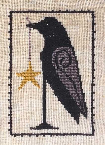 Artful Offerings - Starring Russell Crow-Artful Offerings - Starring Russell Crow, bird, crow, star, fall, Halloween, cross stitch