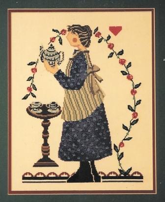 Barbara Bourgeau.Richards - Cynthia's Teapot - Cross Stitch Pattern-Barbara Bourgeau.Richards, Cynthia's Teapot, teapot and teacups, Cross Stitch Pattern