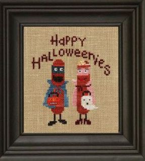 Bent Creek - Happy Halloweenies - Cross Stitch Pattern-Bent Creek, Happy Halloweenies, trick or treat, Halloween costumes,children, hot dogs, Cross Stitch Pattern