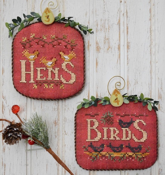 Hands On Design - 12 Days - Part 2 - Hens & Birds-Hands On Design - 12 Days - Part 2 - Hens  Birds, 12 Day of Christmas, Christmas ornaments, cross stitch, true love, 