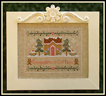 Country Cottage Needleworks - Gingerbread Cottage-Country Cottage Needleworks - Gingerbread Cottage,  Cross, Stitch, Pattern,house, gingerbread men, Christmas trees, cup cakes, ivy, snow, flowers,