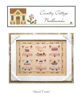 Country Cottage Needleworks - Sweet Treats - Block 01 and Border-Country Cottage Needleworks - Sweet Treats - Block 01 and Border, desserts, baking, cakes, cupcakes, pies, ice cream, kitchen, cross stitch, Classic Colorworks threads, 