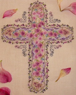 Country Garden Stitchery - Floral Cross - Cross Stitch Pattern-Country Garden Stitchery - Floral Cross - Cross Stitch Pattern