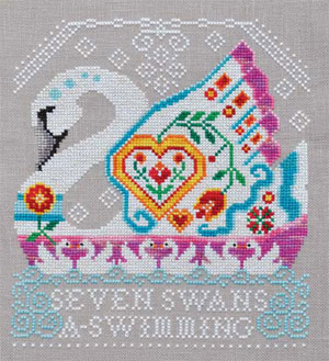 Cottage Garden Samplings - 12 Days of Christmas - #07 - Seven Swans A-Swimming