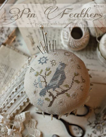 With Thy Needle & Thread - Pin Feathers-With Thy Needle  Thread - Pin Feathers, bird, pin cushion, pins, buttons, cross stitch