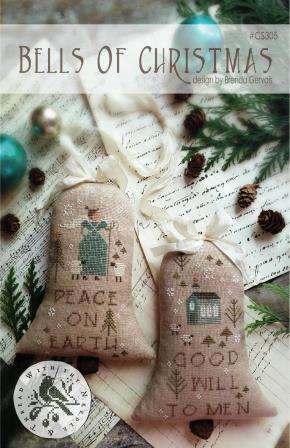 With Thy Needle & Thread - Bells of Christmas-With Thy Needle  Thread - Bells of Christmas, angel, sheep, church, 
 Cross stitched pillow bells for Christmas ornaments or wood bowl. Peace on Earth is featuring an angel with sheep and Good Will to Men featuring a country church with sheep. 