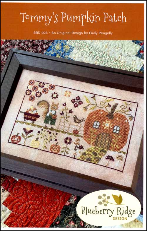 Blueberry Ridge Design - Tommy's Pumpkin Patch-Blueberry Ridge Design - Tommys Pumpkin Patch, squirrel, acorns, pumpkin, wagon, mushrooms, bird, harvest, cross stitch, fall, 