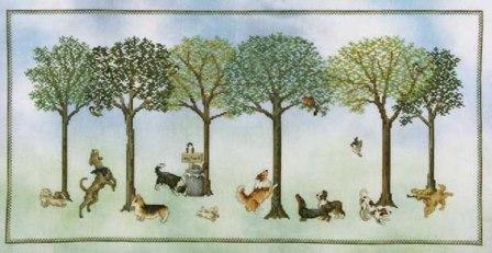 Crossed Wing Collection - Dogs Day Out-Crossed Wing Collection, Dogs Day Out,hunting dogs, birds, dog park, trees, park,  Cross Stitch Pattern 
