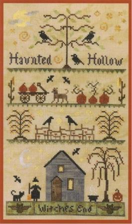 Elizabeth's Designs - Haunted Hollow-Elizabeths Designs - Haunted Hollow, Halloween, fall, crows, pumpkins, house, cross stitch, samplers.