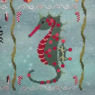 Fireside Originals - A Year of Seahorses 12 - December-Fireside Originals - A Year of Seahorses 12 - December, ocean, fish, Christmas, cross stitch