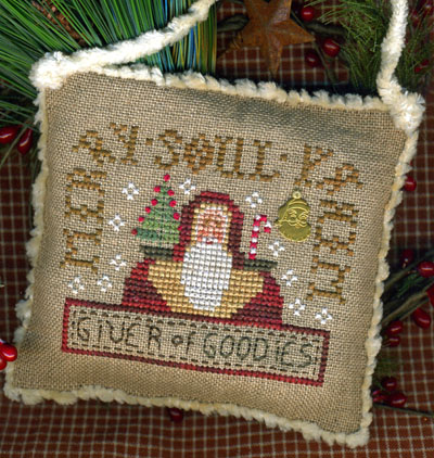 Homespun Elegance - 2013 Santa Ornament  - Merry-Merry Soul - Cross Stitch Pattern-Homespun Elegance, 2013 Santa Ornament, Santa Claus, Christmas ornaments,  Merry-Merry Soul, cross stitch pattern,