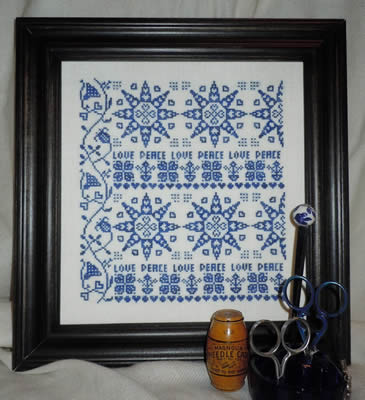 Carolina House Designs - Hearts and Flowers-Carolina House Designs - Hearts and Flowers, quaker, blue  white, stars, hearts, quilts, cross stitch  