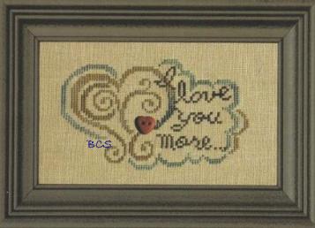 Bent Creek - I Love You More... - Cross Stitch Chart with Heart Button